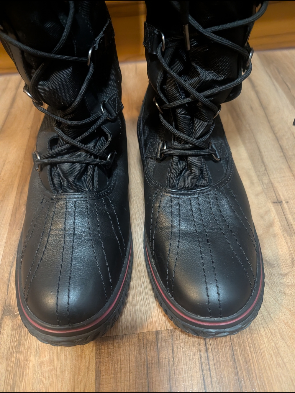 Pajar Black Women's Lace-Up Winter Boots with Red Trim - Picture 5 of 12